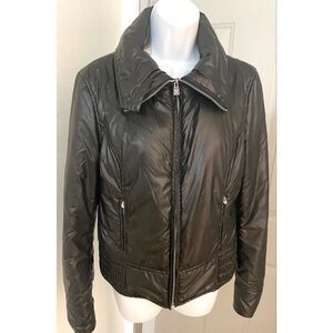 Belstaff Black Shiny Bomber Puffer Women’s Jacket Side Zip Pockets SZ IT44 US 12